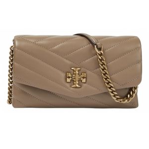NWT Tory Burch KIRA Sandpiper Lamb Leather CHEVRON CHAIN WALLET Crossbody B…